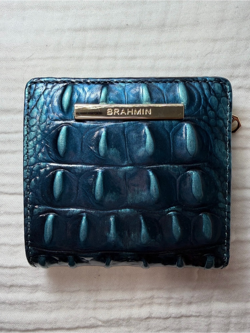 Brahmin Jane Mini Bifold Snap Wallet Aura Blue Melbourne